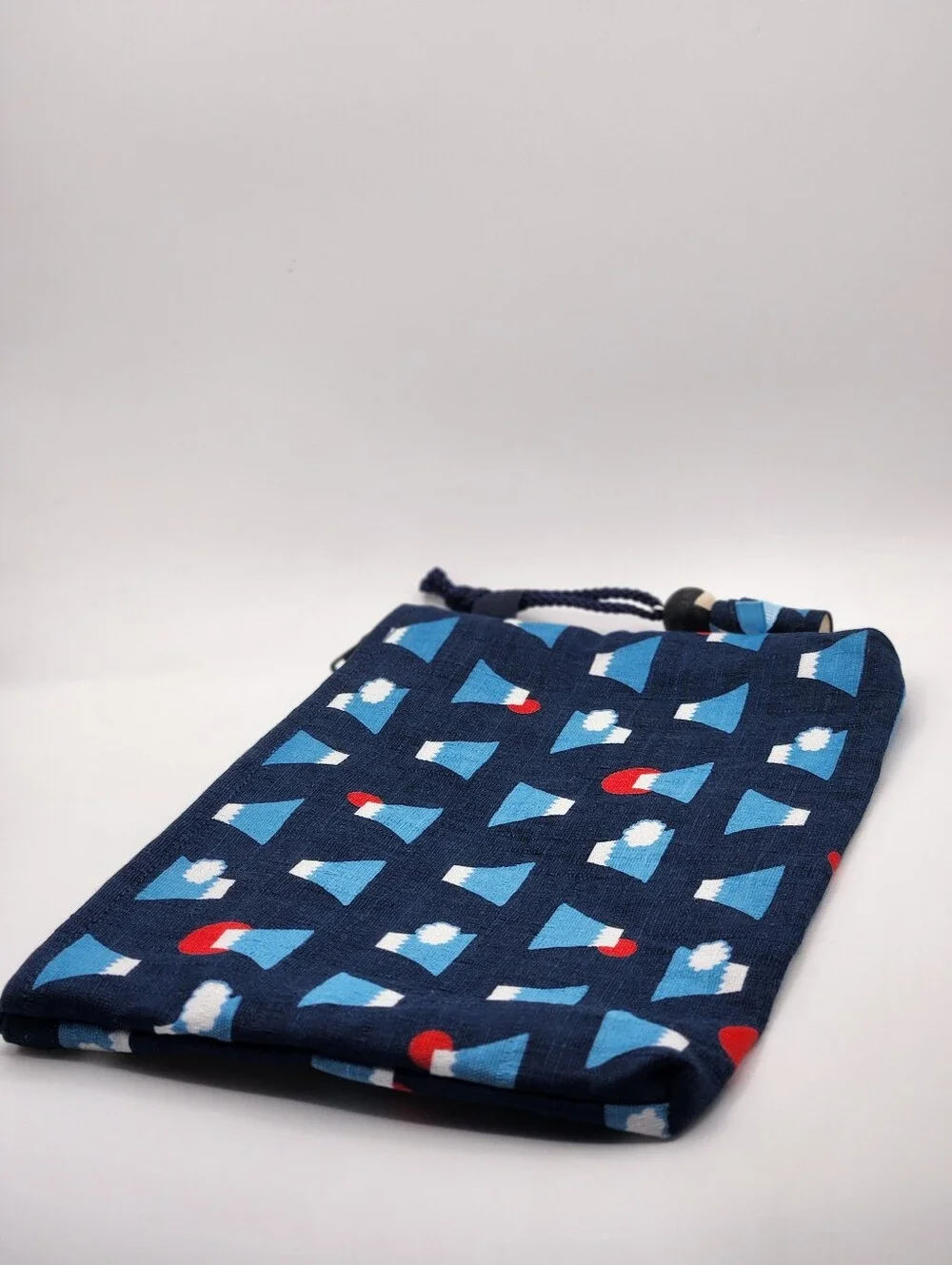 Nagomiya Japanese Pattern Mount Fuji Zipper Pouch with Kokeshi Doll Charm